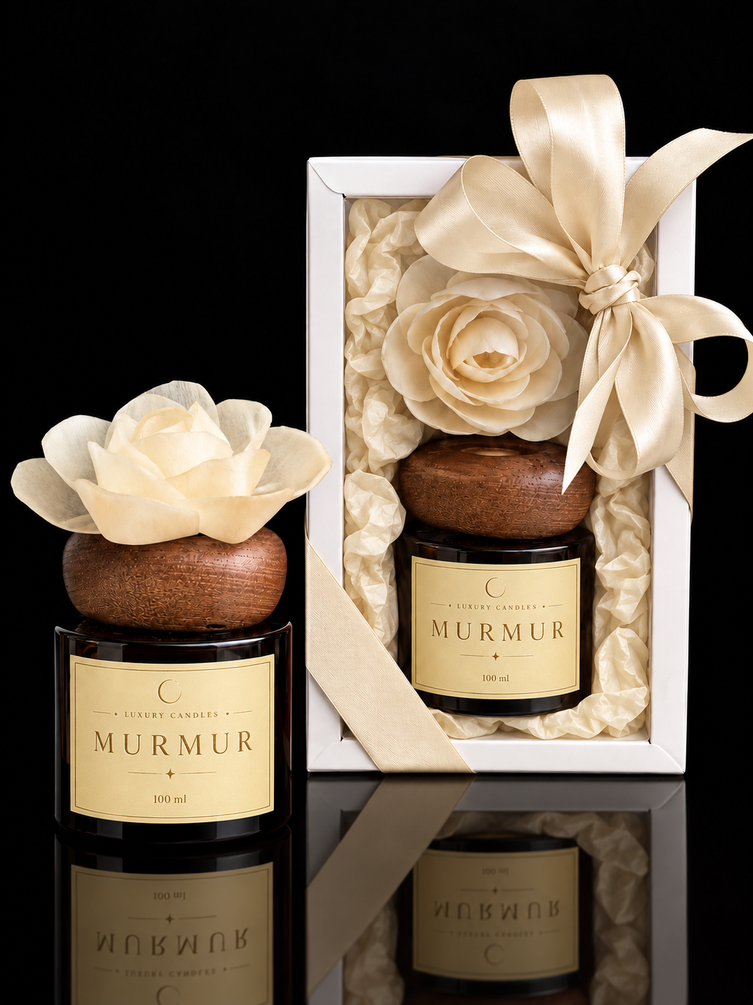 MURMUR - Difuzor cu floare din lemn de sola, 100ml
