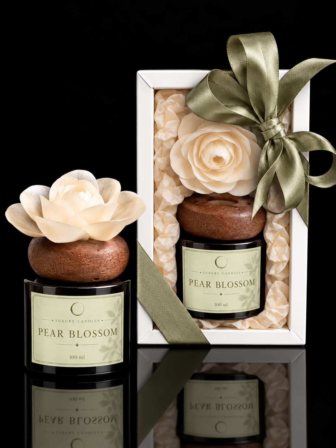 PEAR BLOSSOM - Difuzor cu floare din lemn de sola, 100ml