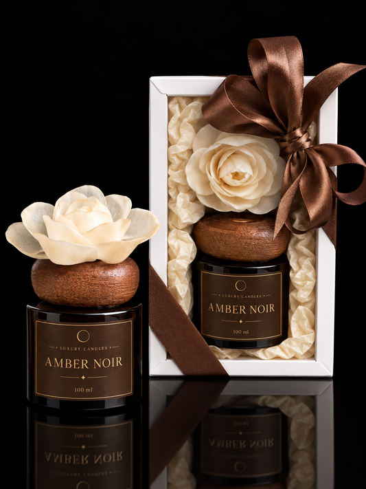 AMBER NOIR - Difuzor cu floare din lemn de sola, 100ml