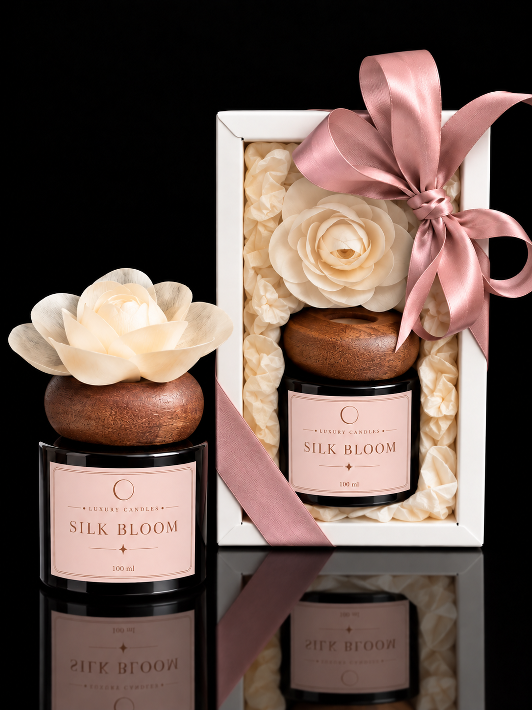 SILK BLOOM - Difuzor cu floare din lemn de sola, 100ml