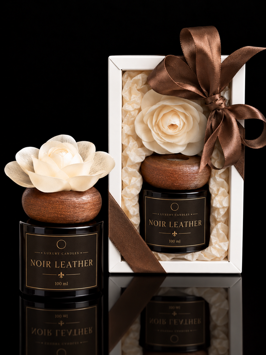 NOIR LEATHER - Difuzor cu floare din lemn de sola, 100 ml