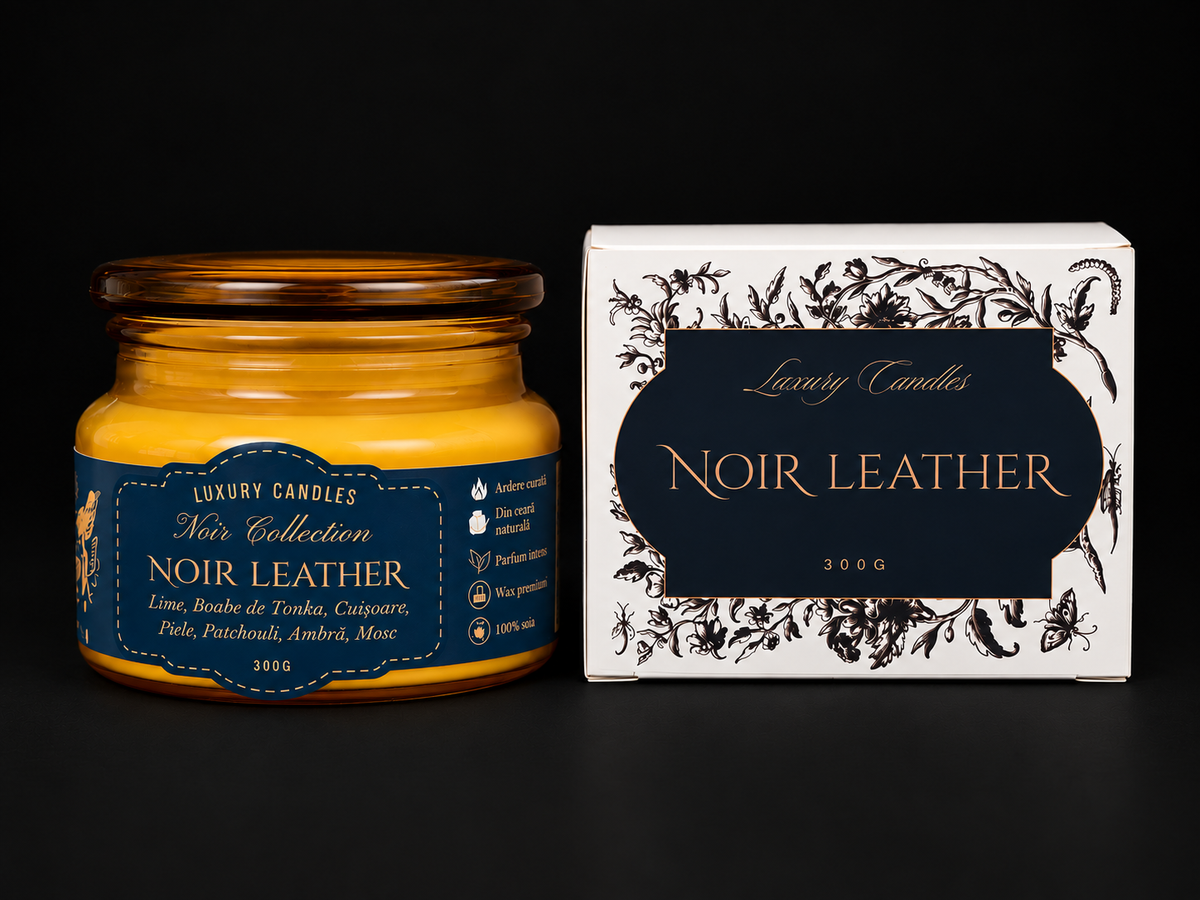 NOIR LEATHER - Lumânare din ceară de soia 300g